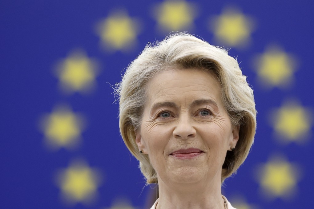 European Commission President Ursula von der Leyen addresses the plenary at the European Parliament in Strasbourg, France, on Thursday. Photo: AP