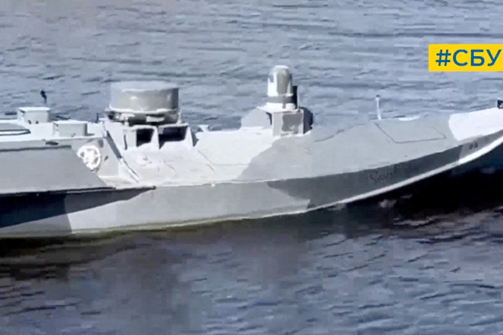 A Ukrainian “Sea Baby” surface drone is seen in a screengrab from a video released in August. Photo: Security Service of Ukraine via Reuters