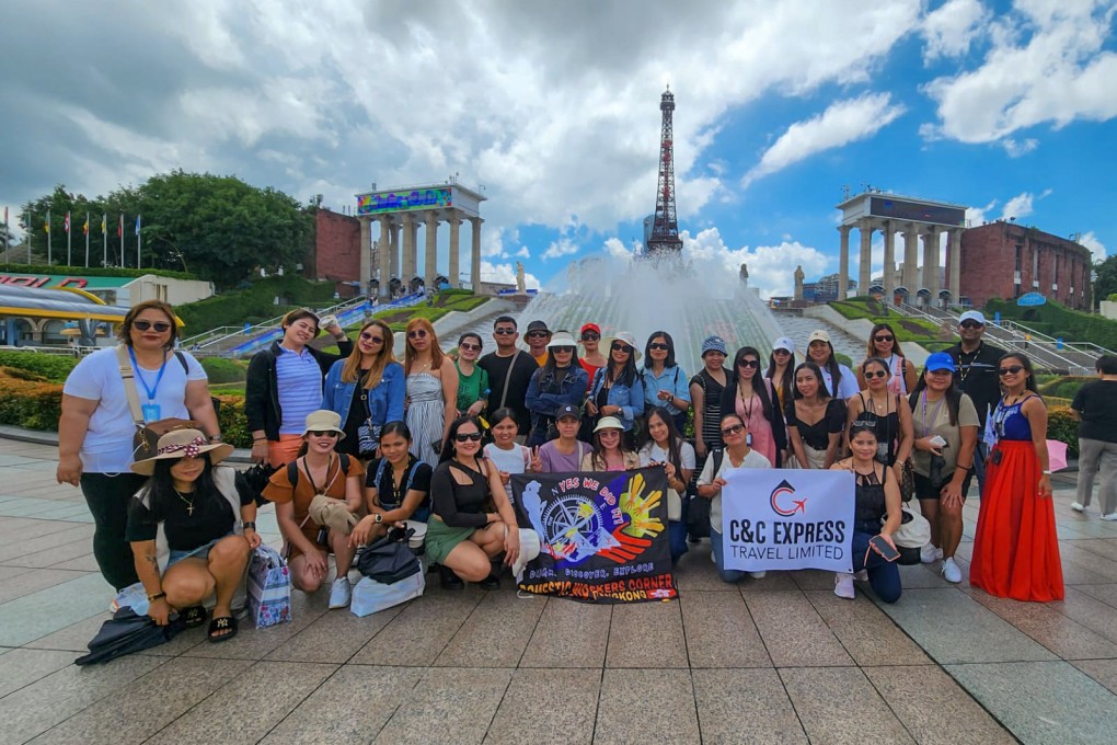 A group of domestic helpers working in Hong Kong enjoy a trip to mainland China. Photo: Handout