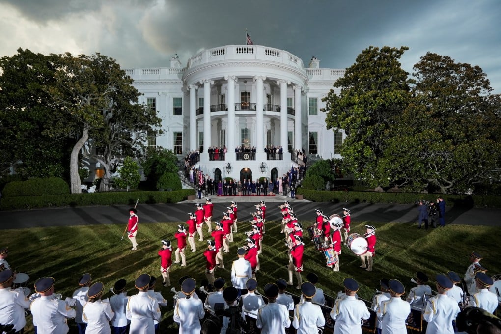 US President Joe Biden and first lady Jill Biden pose with Nato allies and partners ahead of a dinner at the White House. Photo: Reuters