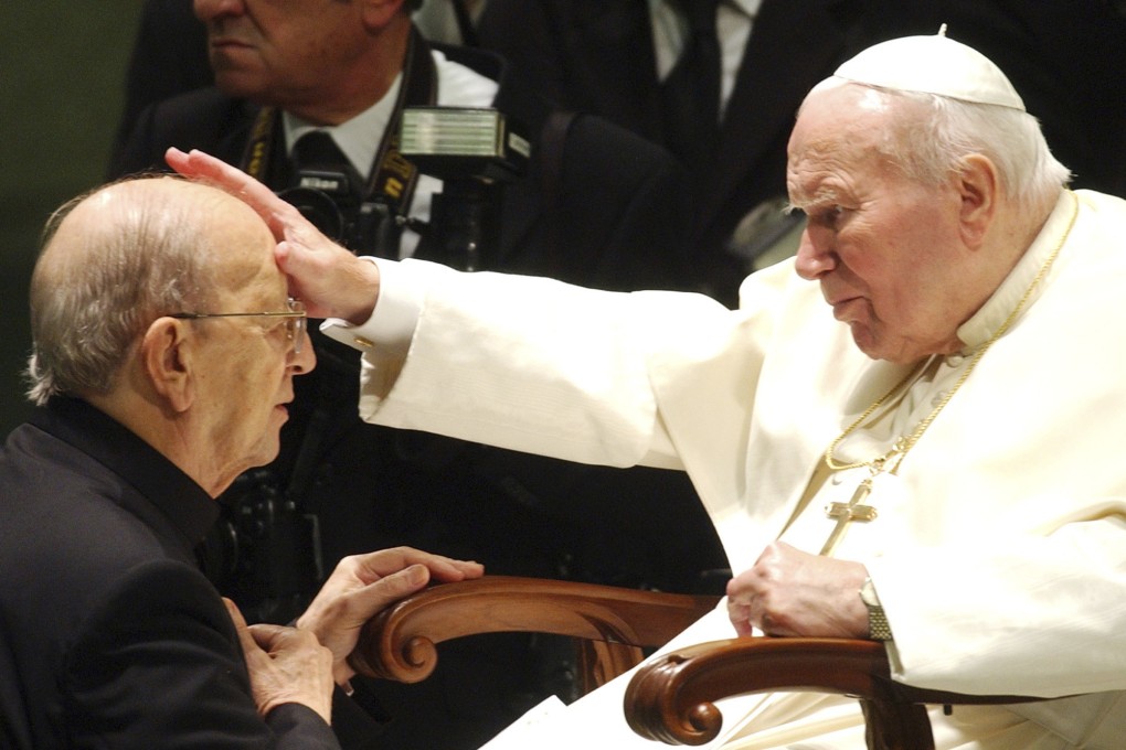 Pope John Paul II gives his blessing to late father Marcial Maciel, founder of Christ’s Legionaries, at the Vatican in November 2004. File photo: AP