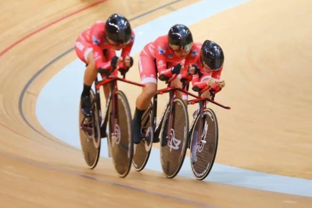 Hong Kong’s women ride in the team pursuit during the China Track Cycling League in Guangzhou in March. Photo: Handout
