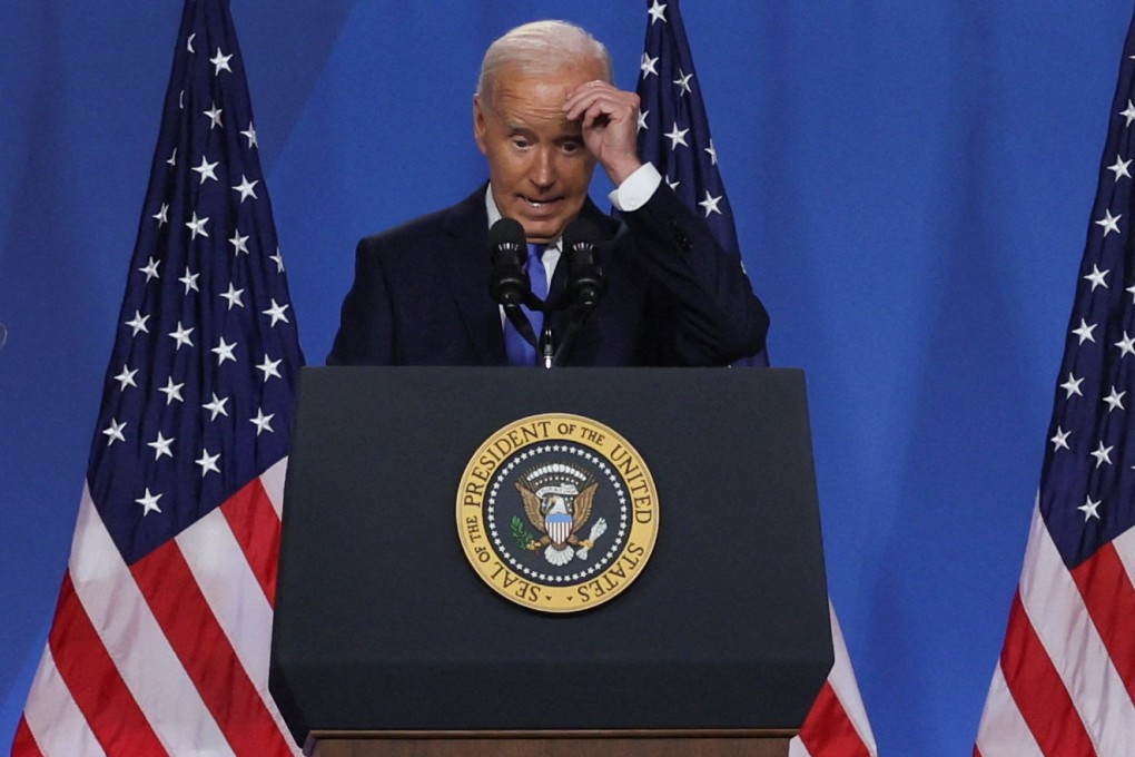 US President Joe Biden attends a press conference during Nato’s 75th anniversary summit in Washington on July 11. Photo: Reuters