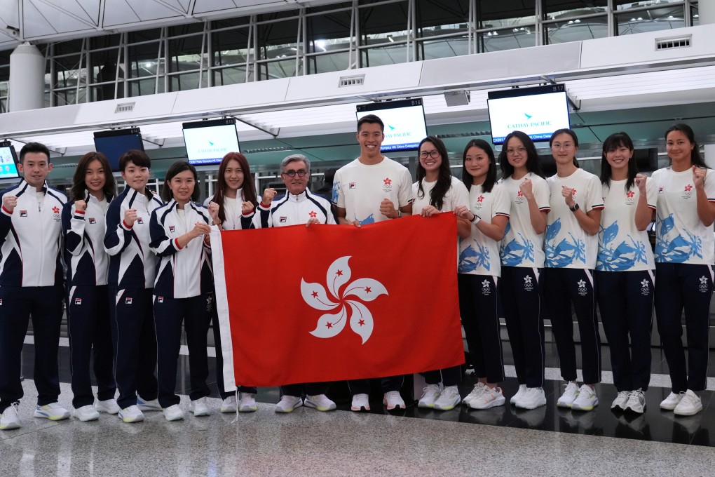 Hong Kong’s swimming and table tennis‍‍‍ teams prepare to depart for the Paris Olympics on Monday, including Siobhan Haughey (sixth from right). Photo: Sam Tsang