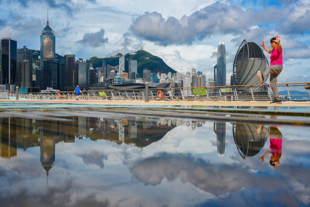 Residents enjoy the pleasant weather at North Point on Monday morning. Photo: Eugene Lee