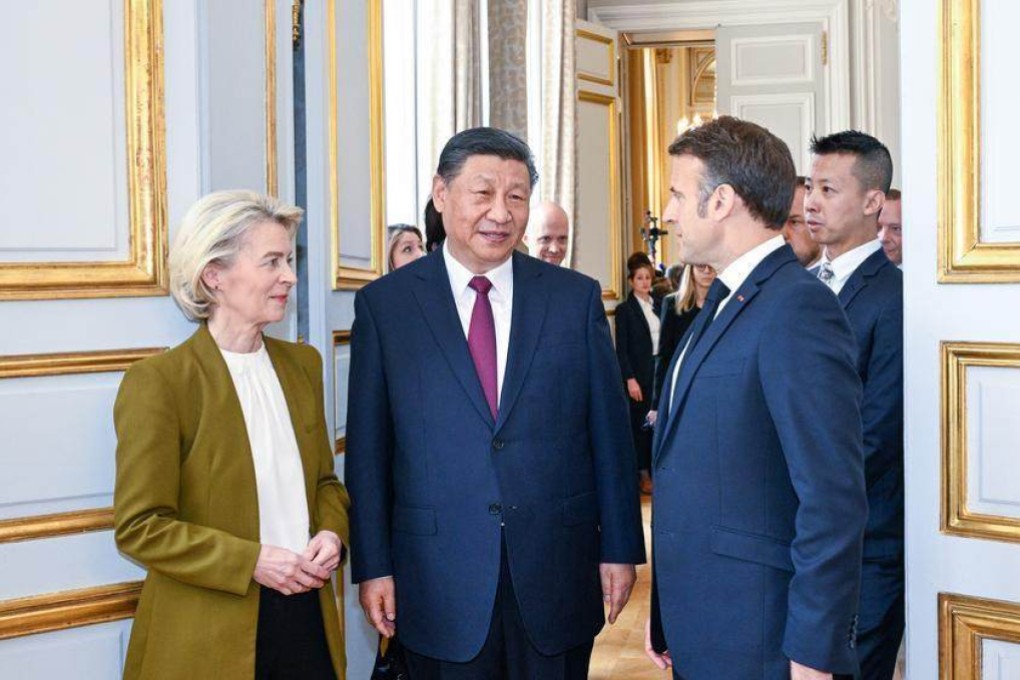 Chinese President Xi Jinping attends a meeting with French President Emmanuel Macron and European Commission President Ursula von der Leyen at the Elysee Palace, in Paris, France, on May 6. Photo: Xinhua
