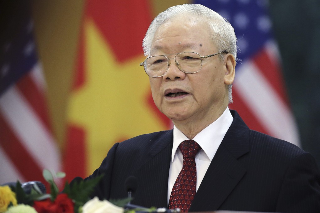 Vietnam’s Communist Party General Secretary Nguyen Phu Trong addresses the media in Hanoi last year. Photo: AP