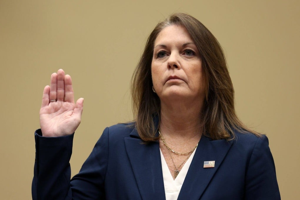 Kimberly Cheatle, director of the United States Secret Service, is sworn-in during a House Oversight and Accountability Committee hearing in Washington on Monday. Photo: Bloomberg