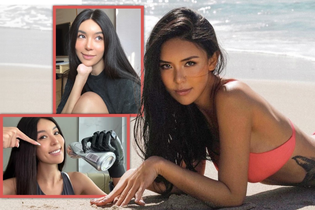 An online influencer in China, who had to have her hand amputated after an accident, has been given a new lease of life with a robotic replacement. Photo: SCMP composite/Xiaohongshu/IG@jessicadddddd