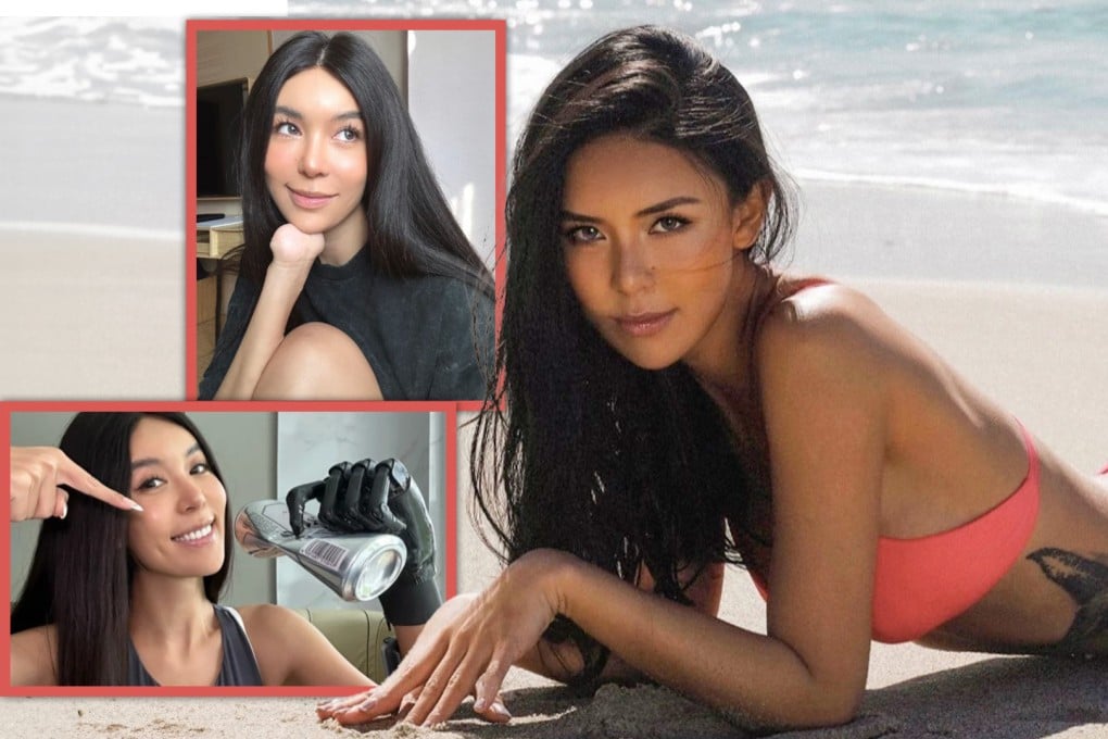 An online influencer in China, who had to have her hand amputated after an accident, has been given a new lease of life with a robotic replacement. Photo: SCMP composite/Xiaohongshu/IG@jessicadddddd