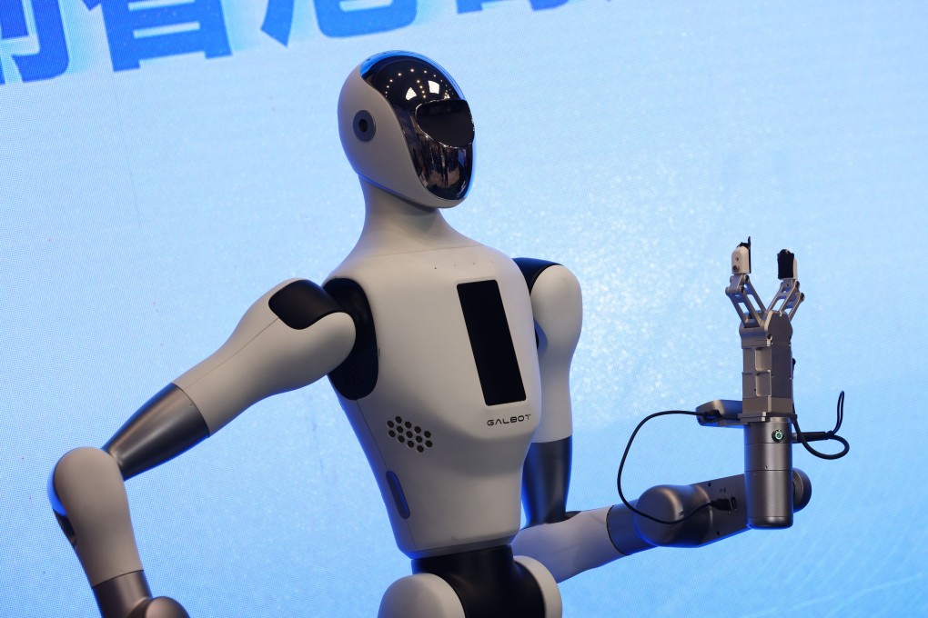 The Galbot robot is demonstrated at the launch ceremony for Hong Kong Investment Corp and Galbot’s joint push into AI, July 19, 2024. Photo: Dickson Lee