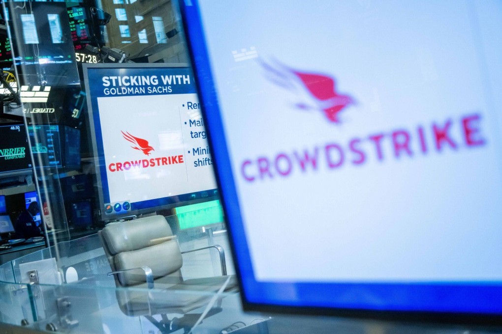 Crowdstrike signage on the floor of the New York Stock Exchange, July 22, 2024. Photo: Bloomberg
