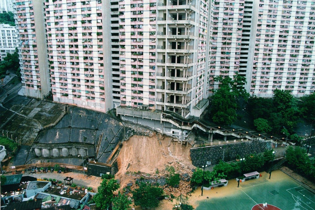 1994’s landslide at Kwun Lung Lau housing estate in Kennedy Town killed three people, including a 9-year-old girl and her father. Photo: Eric Li