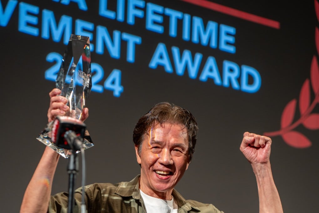 Hong Kong actor Tai Bo receives his Star Asia Lifetime Achievement Award at the 2024 New York Asian Film Festival. Photo: NYAFF