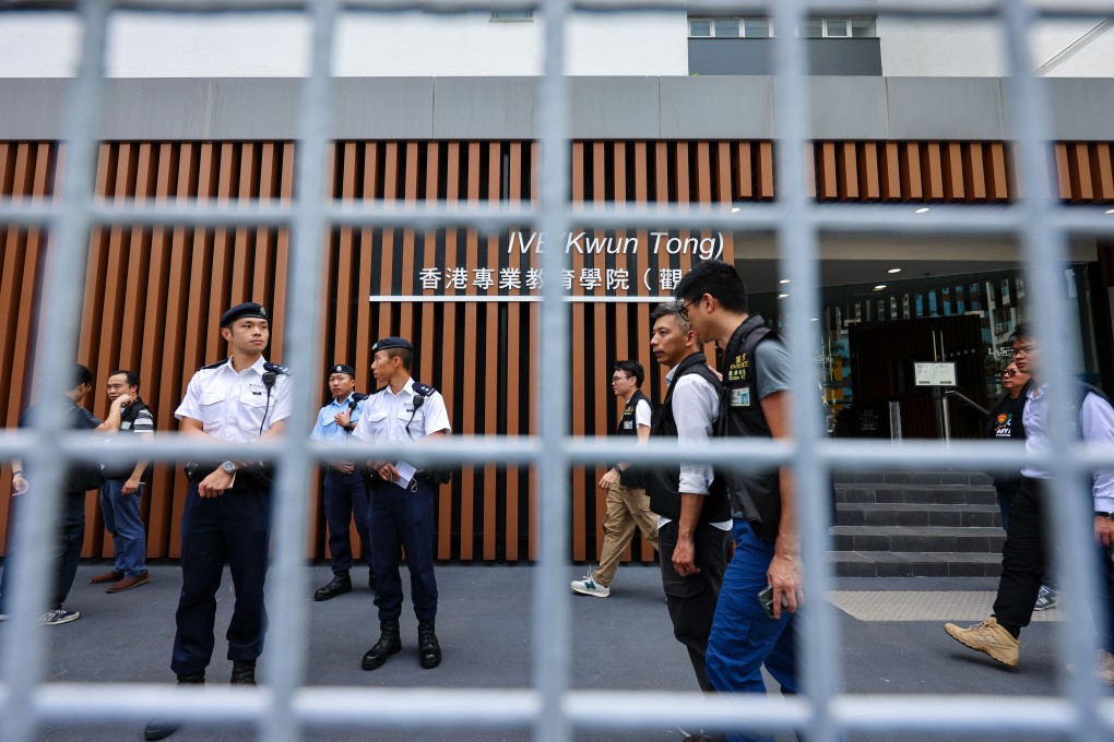Police have launched an investigation after a haul of suspicious chemicals and weapons was found near the Hong Kong Institute of Vocational Education’s Kwun Tong campus. Photo: Jelly Tse