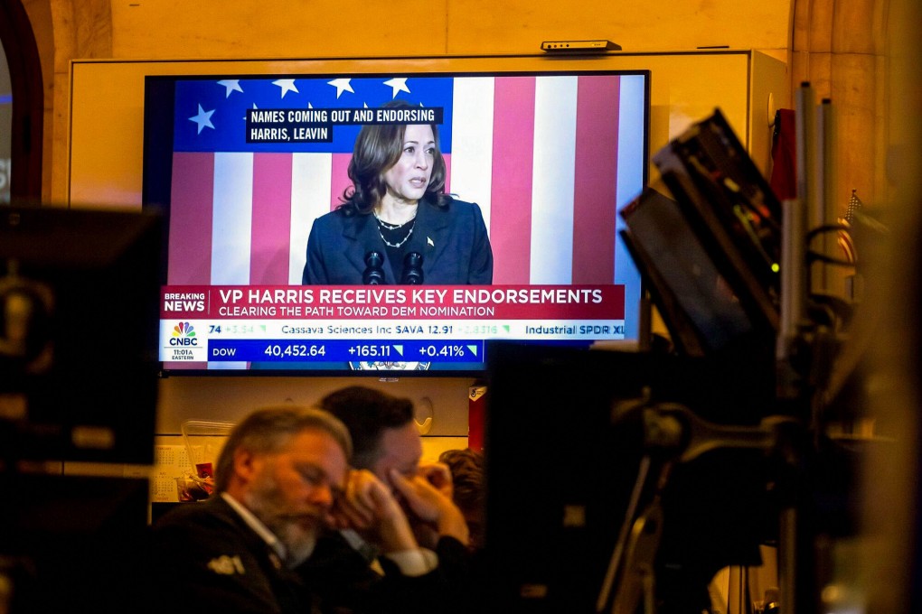 Uncertainty over Kamala Harris’ nomination for the Democratic presidential ticket could weigh on markets in the short-term, analysts say. Photo: Bloomberg