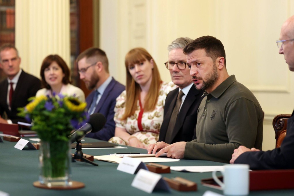 Ukrainian president Volodymyr Zelenskiy attends a cabinet meeting chaired by UK prime minister, Keir Starmer on July 19. Starmer announced a crackdown on Russia’s shadow fleet of oil tankers used to skirt sanctions. Photo: Bloomberg