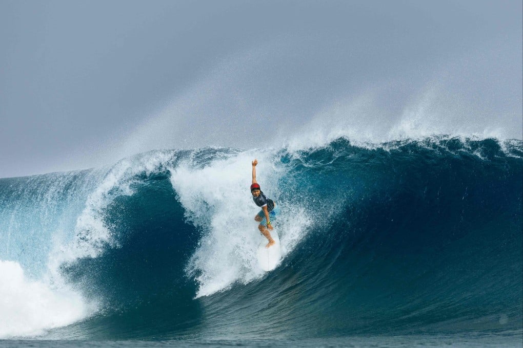 China’s Yang Siqi takes part in a training session in Teahupo’o, on the French Polynesian Island of Tahiti, ahead of the Paris Olympics. Photo: AFP