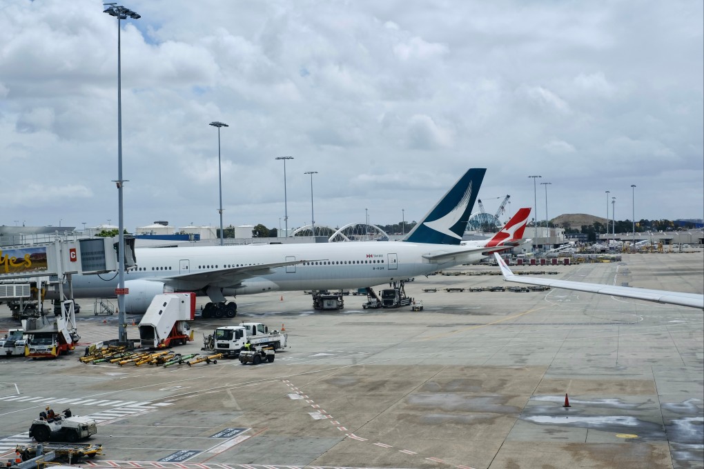 A Cathay plane parked at Sydney’s airport. Some aircrew of flight CX110 underwent alcohol breath tests at the request of Australian authorities, a source says. Photo: Photo: Shutterstock