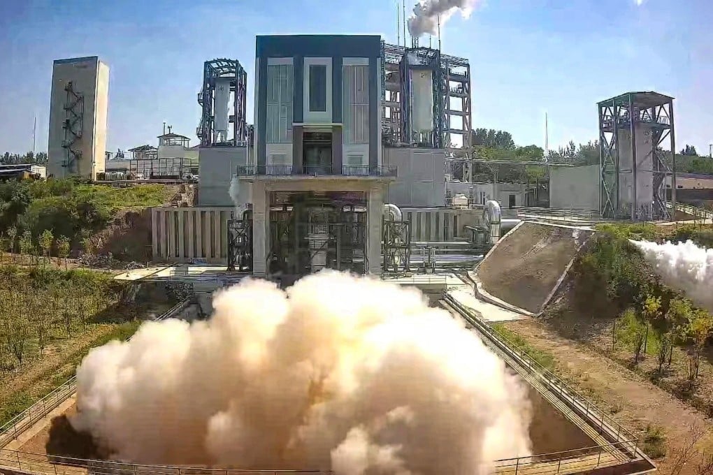 The test of the Long March-10 moon rocket’s third-stage engine took place at a newly completed facility which is said to be the first of its kind in China and the largest in Asia. Photo: Weibo