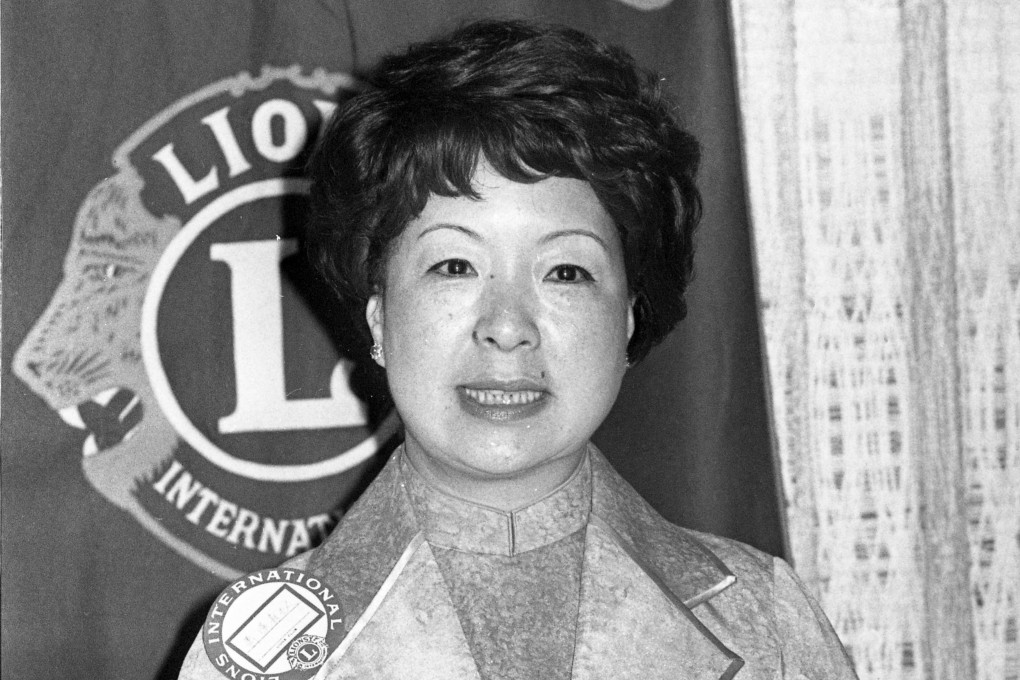 Kitty Szeto speaks at a Lions International lunch in 1979: Photo: Chan Kiu