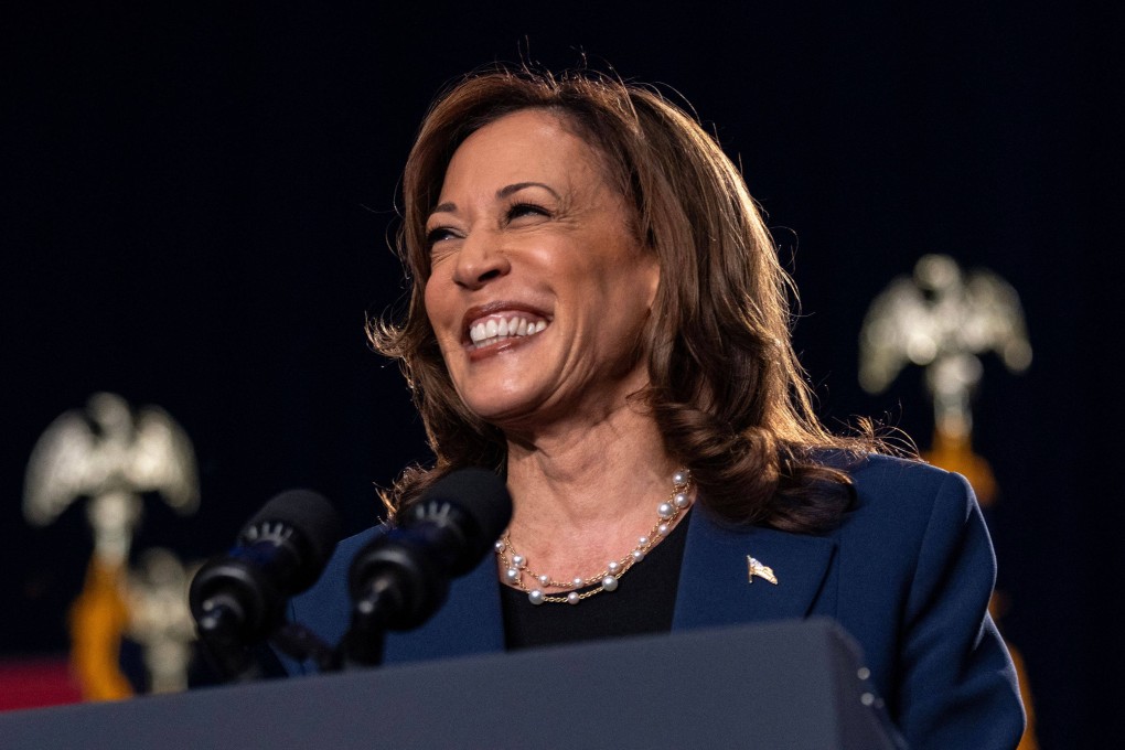US Vice-President Kamala Harris speaks at West Allis Central High School during her first campaign rally in Milwaukee, Wisconsin, on Tuesday. Photo: AFP