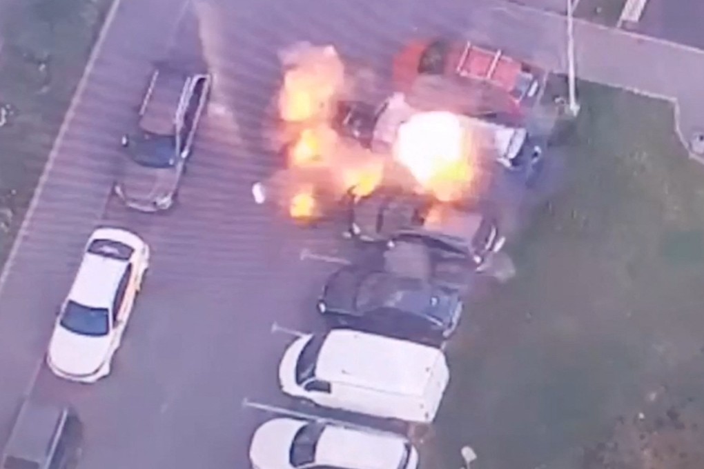 The moment car blast went off in Moscow, Russia on Wednesday. Photo: Reuters