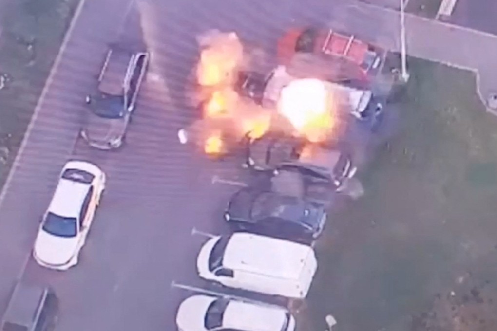 The moment car blast went off in Moscow, Russia on Wednesday. Photo: Reuters