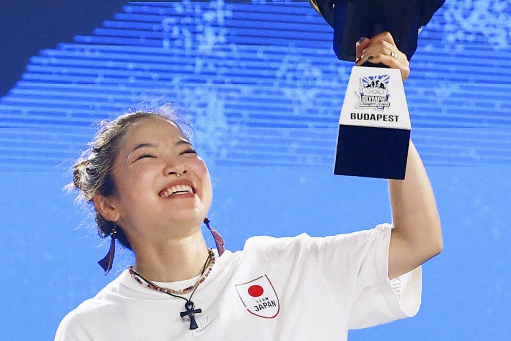 Ami Yuasa of Japan won the women’s breaking finals during the Paris Olympic qualifier series in Budapest on June 23, 2024. Photo: Kyodo