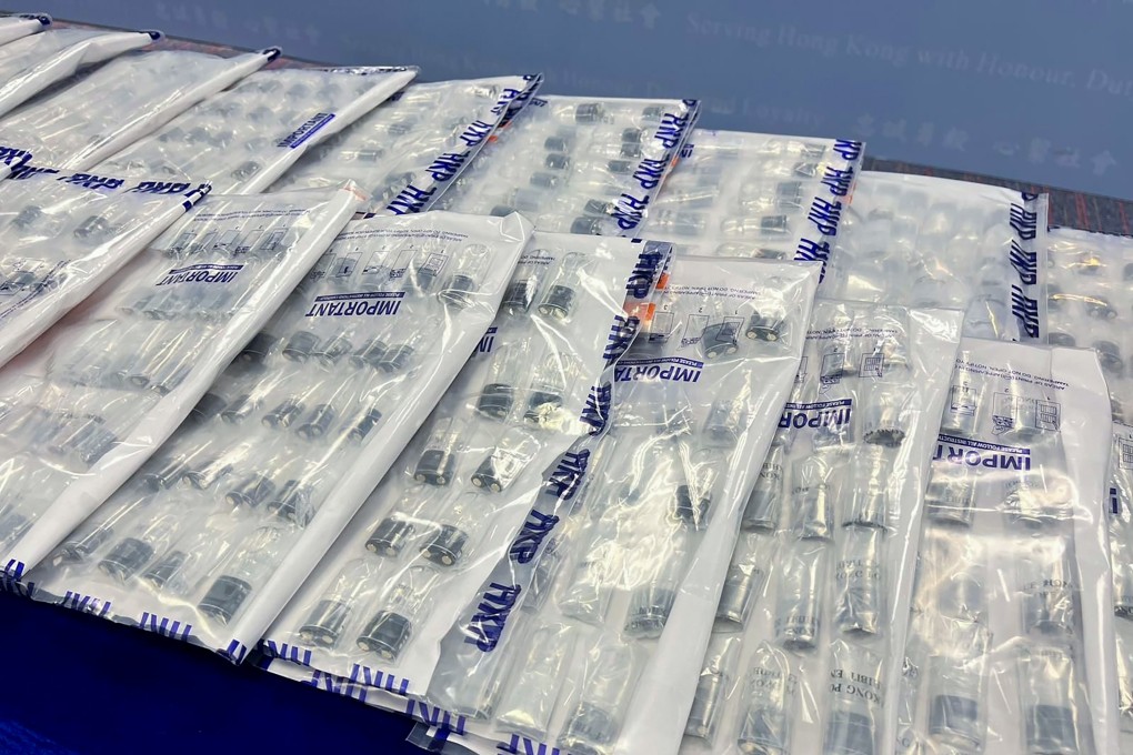 Some of the “space oil” hidden in e-cigarette capsules seized by police in a raid on a flat. Photo: Handout