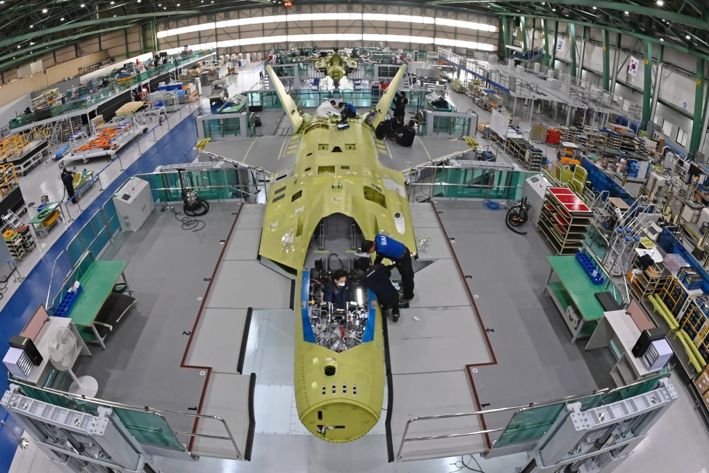 Workers of Korea Aerospace Industries assemble a prototype of South Korea’s indigenous fighter jet KF-X at its plant in the southeastern city of Sacheon, South Korea. The country’s defence industry is seen as an engine for future growth and pivotal for the development of South Korea’s hi-tech industries. Photo: EPA-EFE