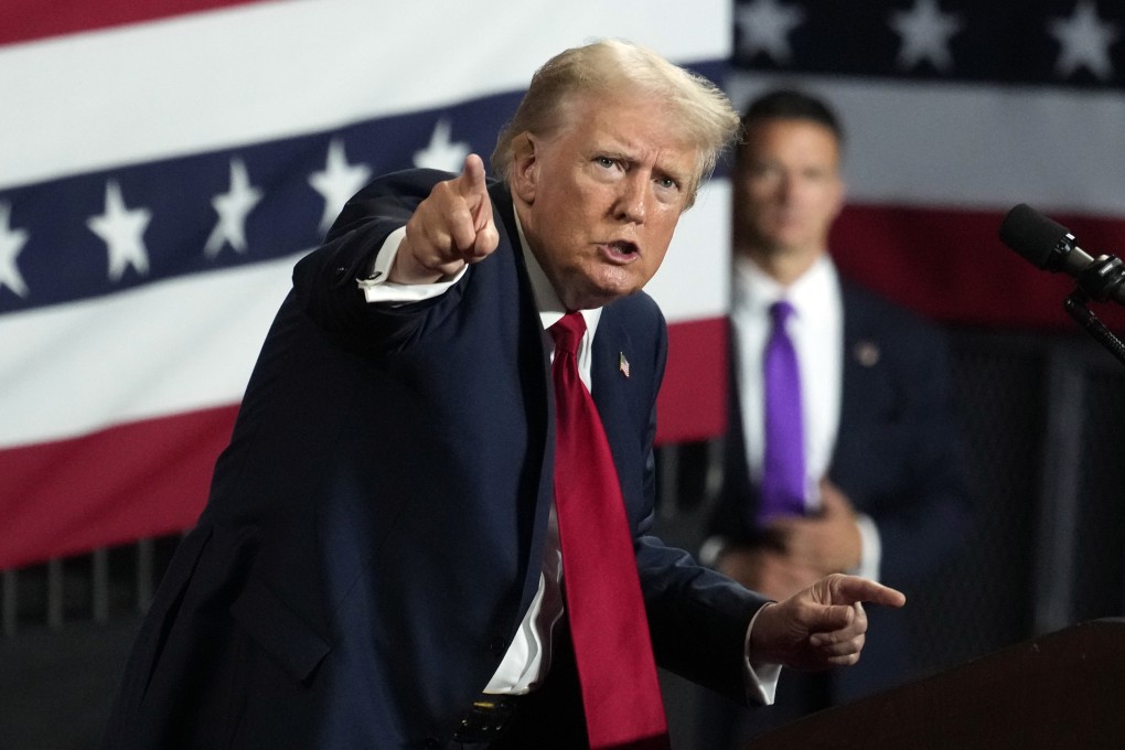 Former US president Donald Trump speaks at a campaign rally iin Charlotte, North Carolina, on Wednesday. Photo: AP