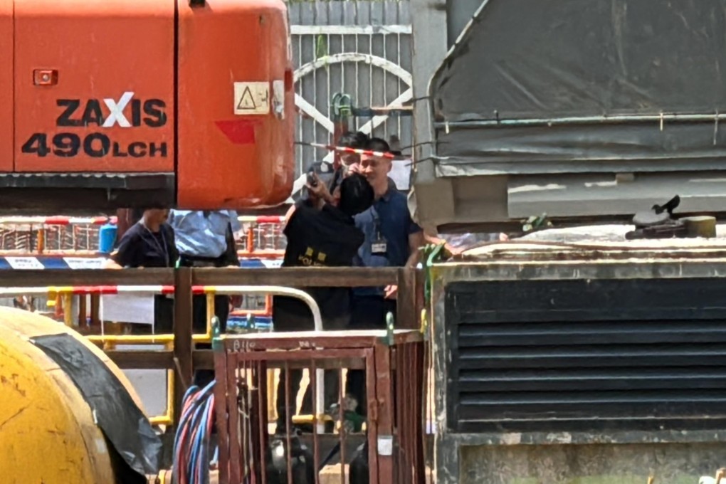 The Lai Kong Street construction site in Kwai Chung, where a dump truck driver was killed on Thursday after his head was crushed between his vehicle and an excavator. Photo: Handout