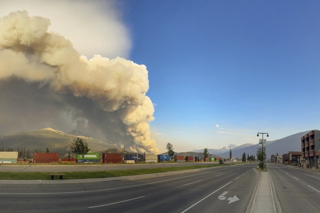 Smoke rises from a wildfire burning near Jasper, Alberta, Canada, on Wednesday. Photo: Jasper National Park via Canadian Press/AP