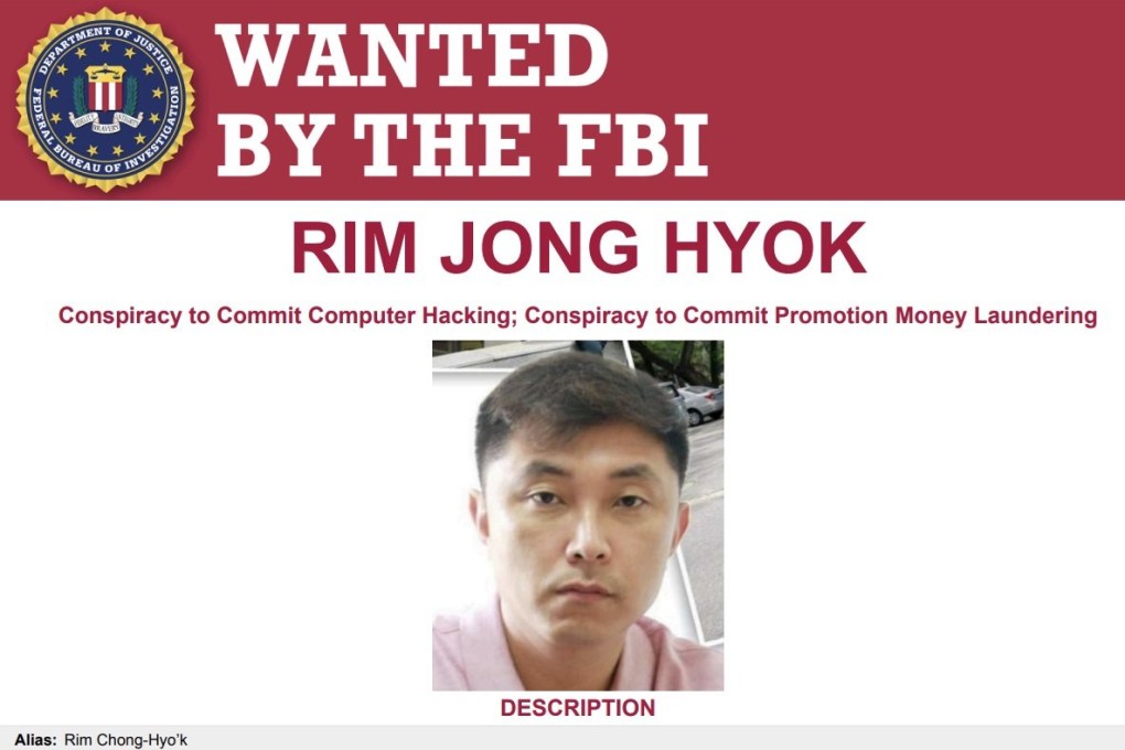 Rim Jong-hyok faces hacking and money-laundering charges, according to a poster uploaded to the FBI’s Most Wanted website on Thursday. Image: FBI