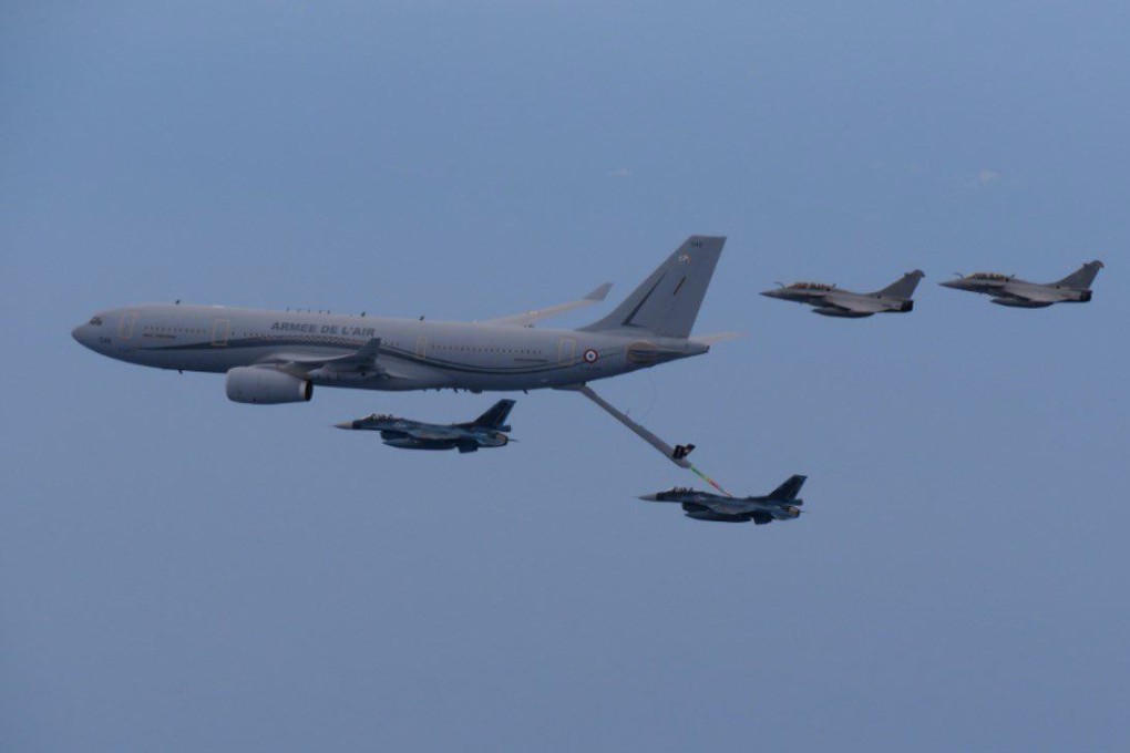 Japan’s Air Self-Defence Force during training with the forces of Germany, France and Spain in July. Photo: X/@JASDF