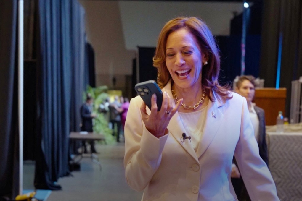 US Vice-President Kamala Harris speaks on the phone with former president Barack Obama and former first lady Michelle Obama as the Obamas endorse Harris. Photo: Reuters