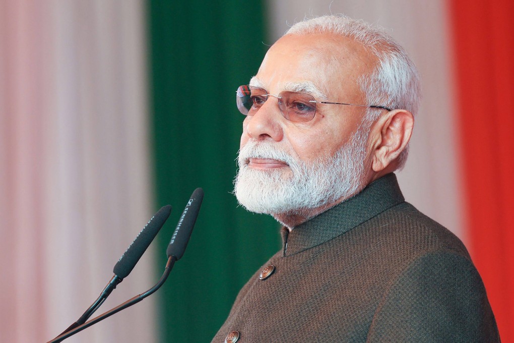 India’s Prime Minister Narendra Modi speaks during a ceremony to commemorate a battle against arch-rival Pakistan. Photo: Indian Press Information Bureau/AFP