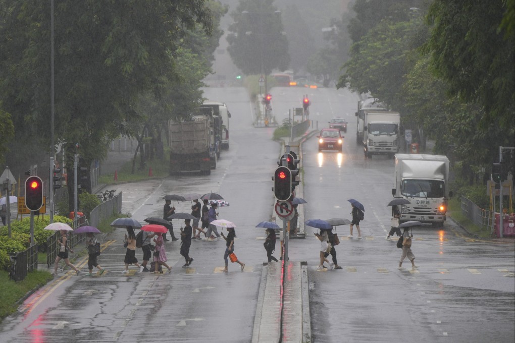 The Observatory issued an amber rainstorm signal at 5:50am, removing it nearly five hours later at 10.40am. Photo: Sam Tsang