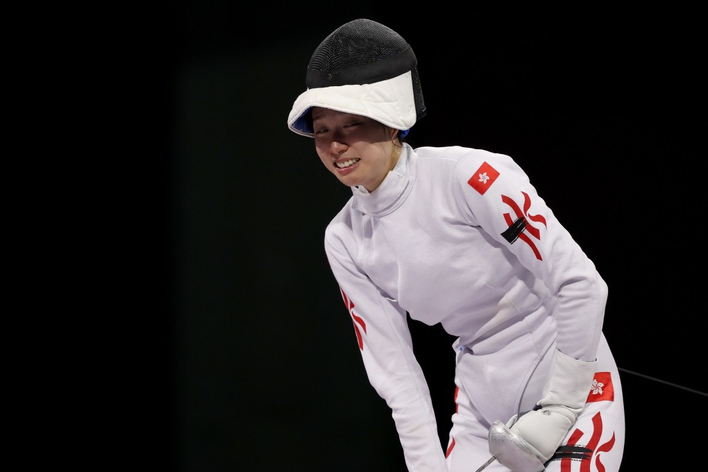 Vivian Kong bursts into tears after after beating Auriane Mallo-Breton of France in the gold medal bout of the women’s individual epee at Paris Olympics. Photo: EPA-EFE