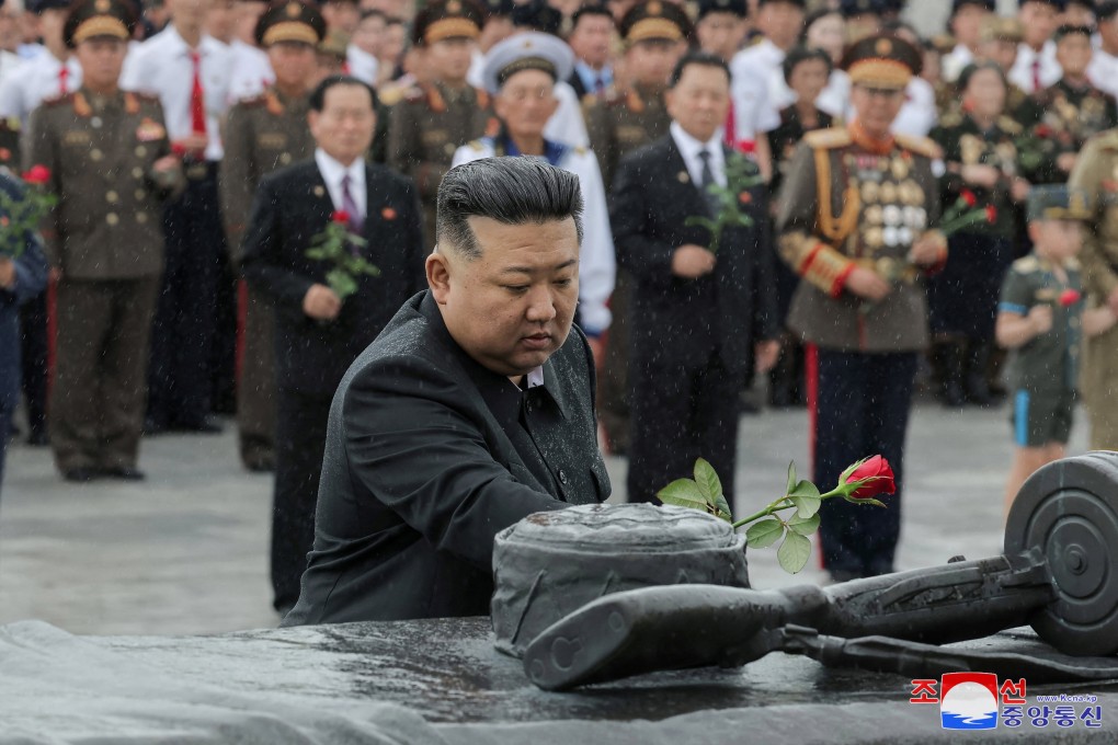 North Korean leader Kim Jong-un visits the Fatherland Liberation War Martyrs Cemetery in Pyongyang on July 26. Photo: KCNA via Reuters