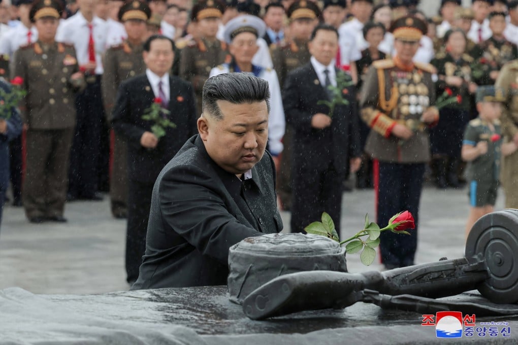 North Korean leader Kim Jong-un visits the Fatherland Liberation War Martyrs Cemetery in Pyongyang on July 26. Photo: KCNA via Reuters
