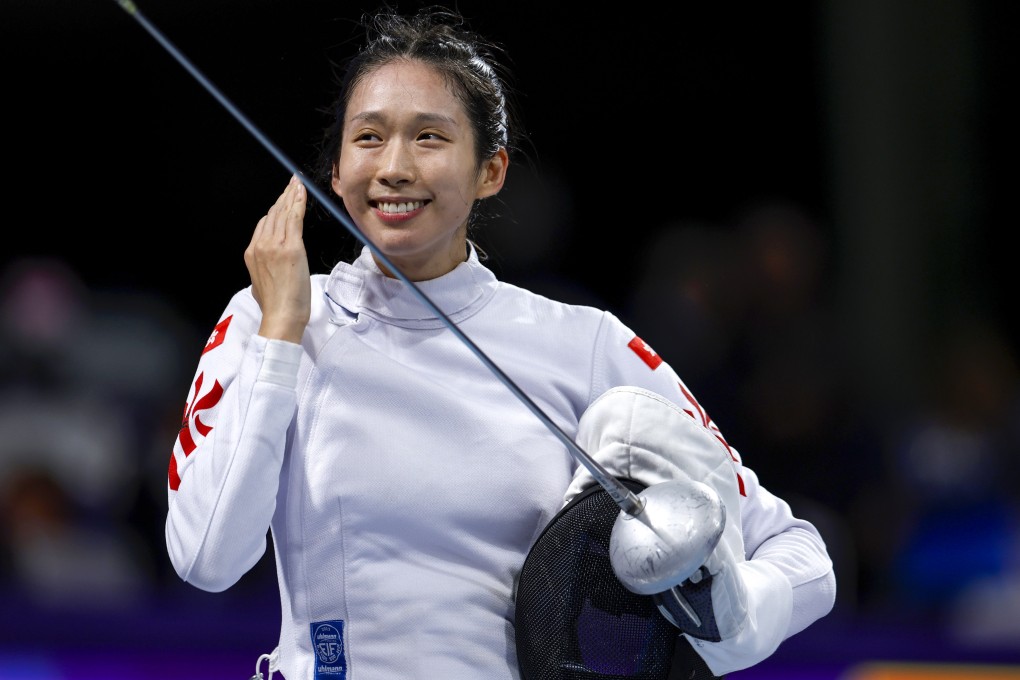 Vivian Kong came back from a six point deficit to win 13-12 in sudden death against her French opponent and clinch Hong Kong’s first gold medal of the Paris games. Photo: Xinhua