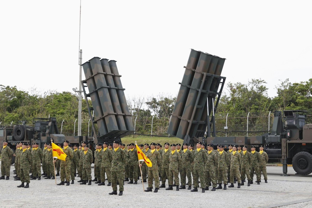 The Japan Ground Self-Defence Force holds a ceremony marking the launch of a new ground-to-ship missile unit in Uruma, Okinawa prefecture, in March. Photo: Kyodo