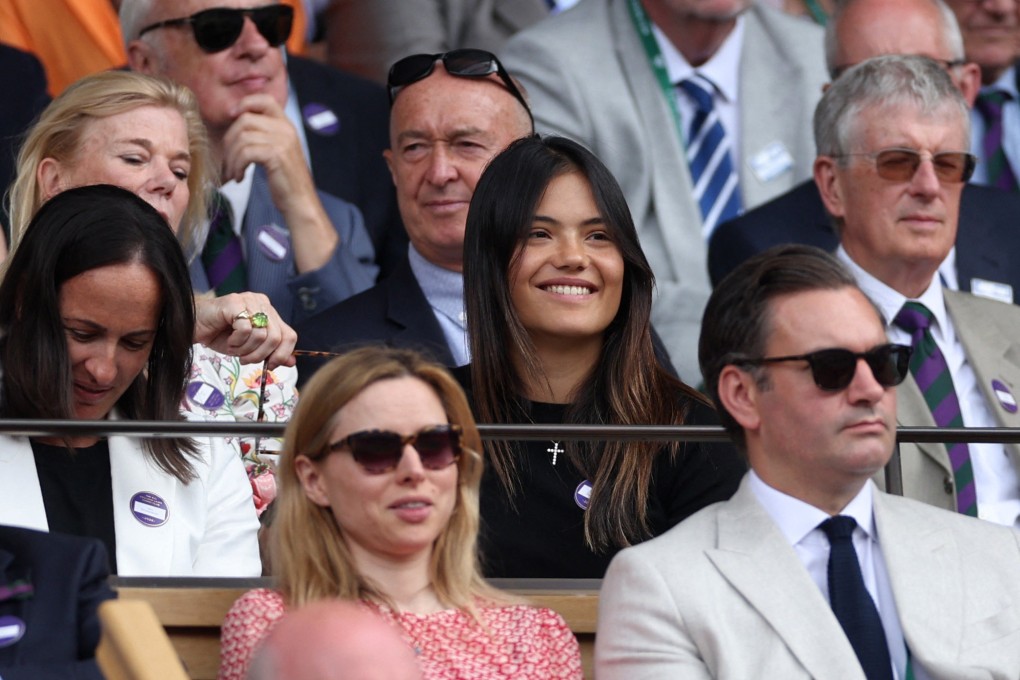 Emma Raducanu, seen here watching the recent Wimbledon men’s final, says she has no regrets about missing the Olympics. Photo: Reuters