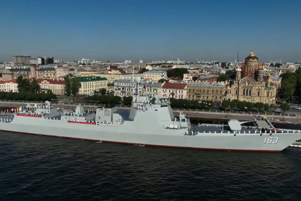 The warship took part in Russian naval day celebrations before the joint exercise in the Baltic. Photo: Weibo