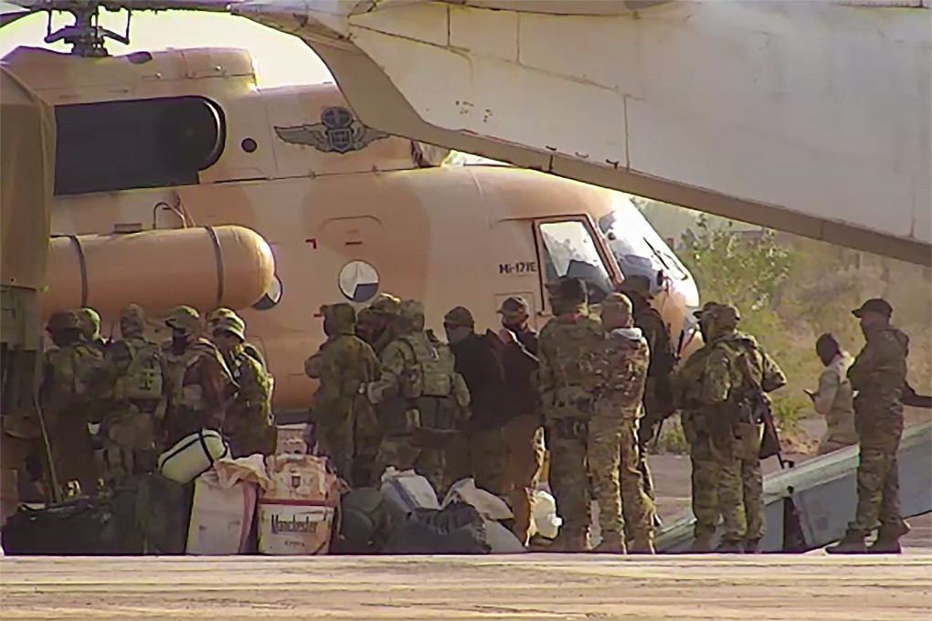 An undated photo shows Russian mercenaries boarding a helicopter in northern Mali. File photo: French Army via AP