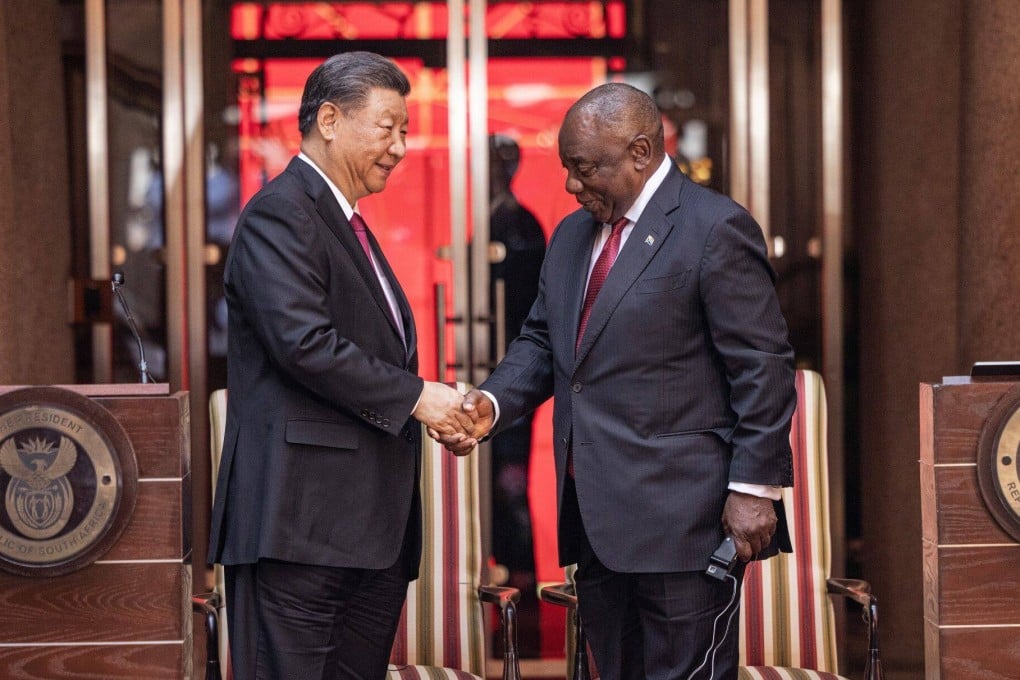 Chinese President Xi Jinping with South African President Cyril Ramaphosa in Pretoria on August 22, 2023. On Tuesday, a US State Department official said that Washington must accelerate its efforts to counter Beijing’s standing in the Global South. Photo: Bloomberg