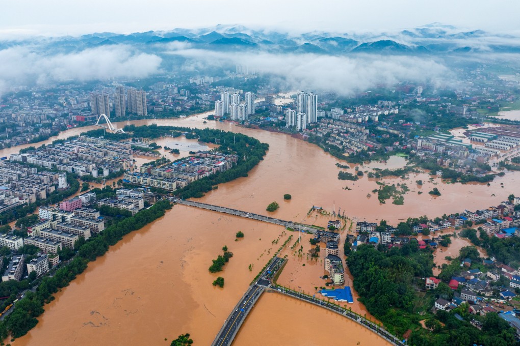 Floods strike Yueyang City in China’s central province of Hunan on July 1, 2024. Photo: Xinhua