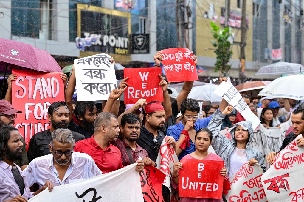 Protestors demand justice for victims arrested and killed in the recent countrywide violence in Dhaka. Photo: AFP